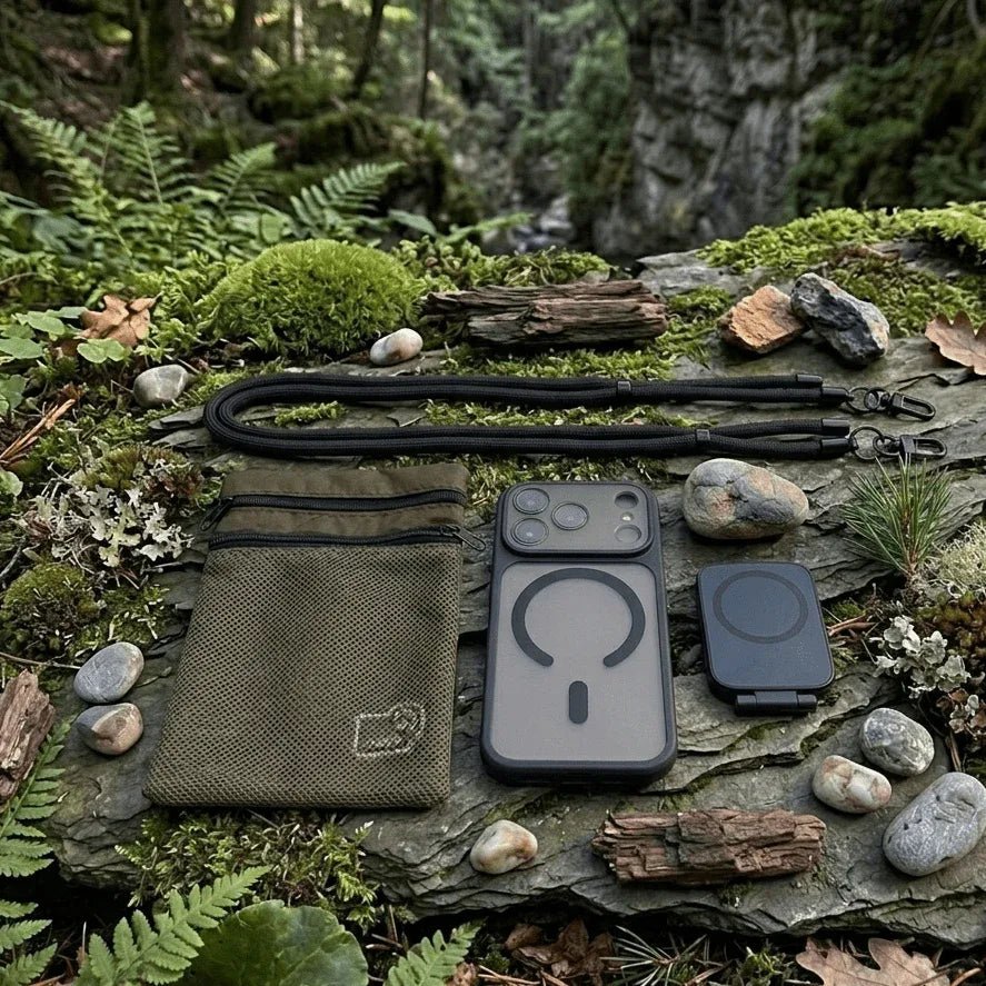 The Urban Nomad Sacoche Set | RFID Crossbody Bag & 8mm BRAIDED TECH - ROPE | Crossbody Phone Bag - GripMuse