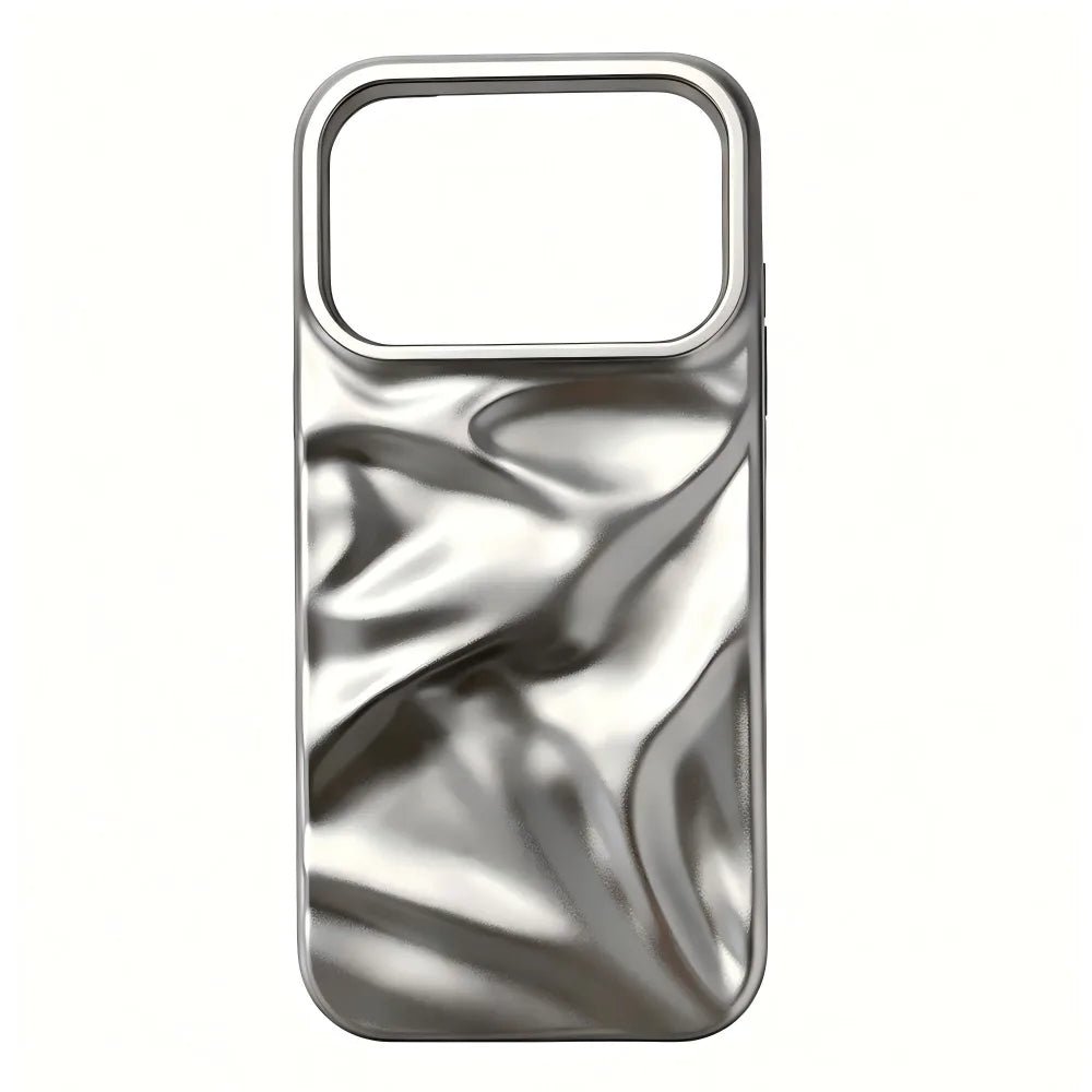 Liquid Silver Wrinkle Phone Case - Y2K Style Soft TPU Protective Cover | Phone Cases - GripMuse