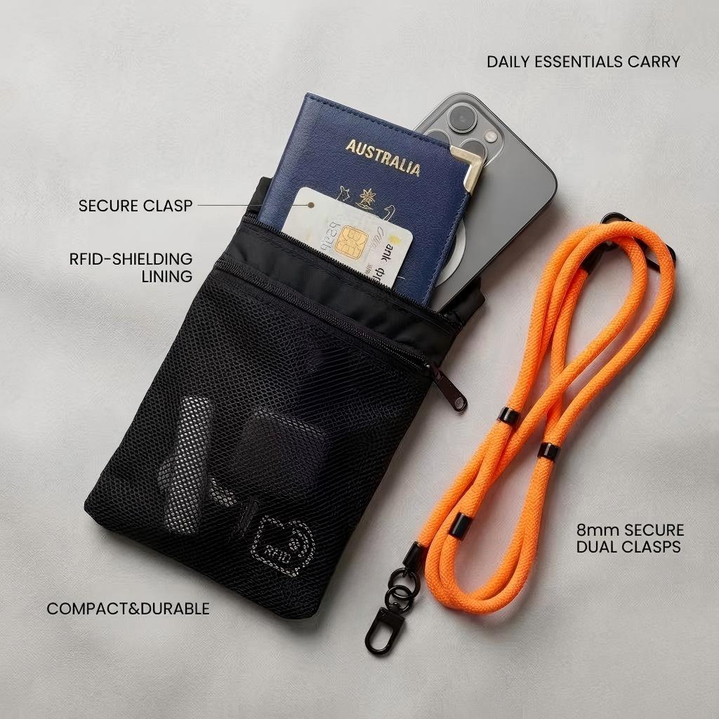 The Urban Nomad Sacoche Set | RFID Crossbody Bag & 8mm BRAIDED TECH - ROPE | Crossbody Phone Bag - GripMuse